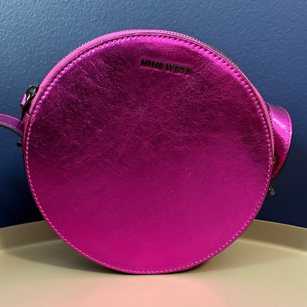 Nine West Metallic Pink Round Crossbody Bag